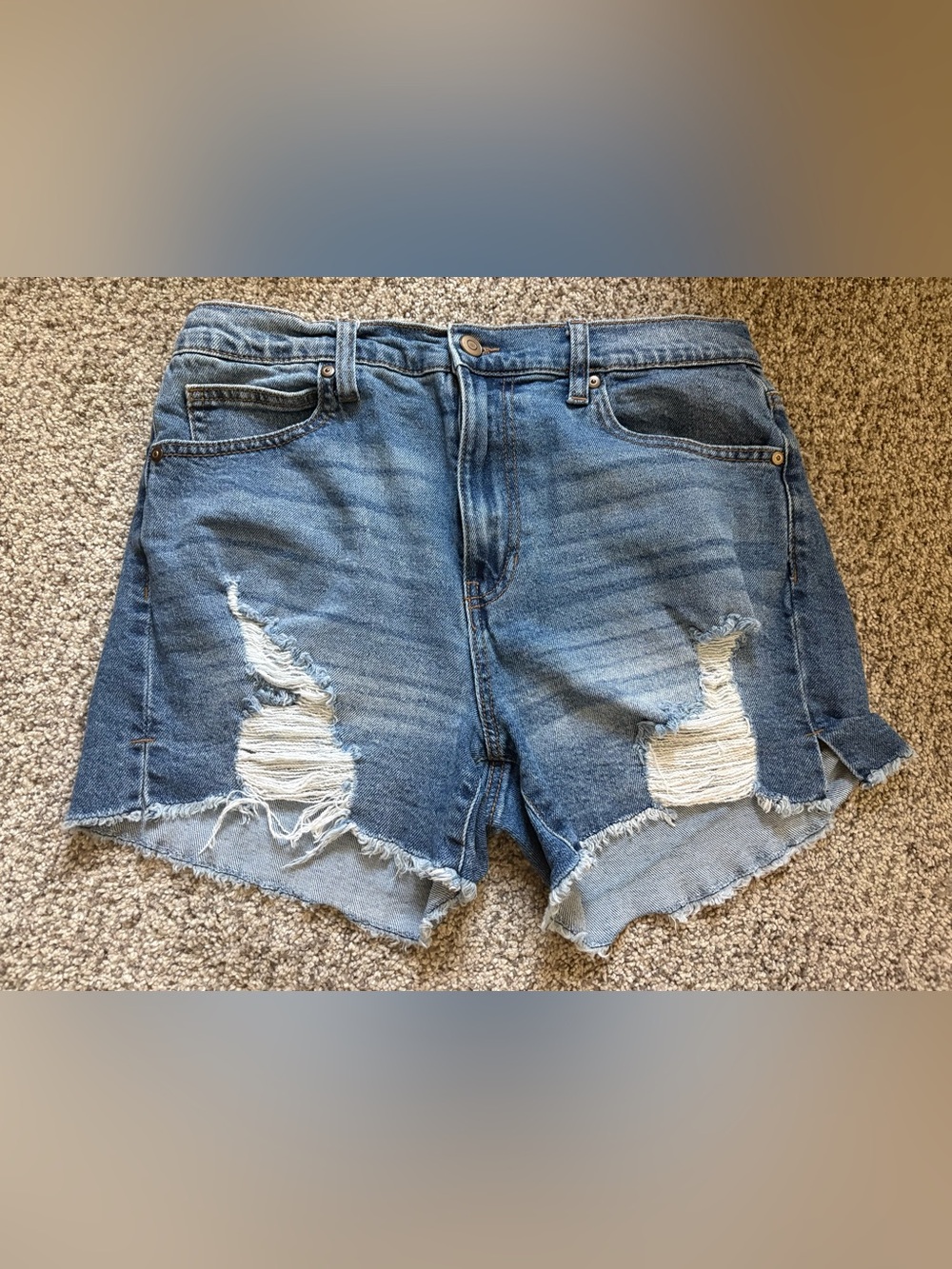 Celebrity Pink Distressed Blue Denim Cutoff Shorts